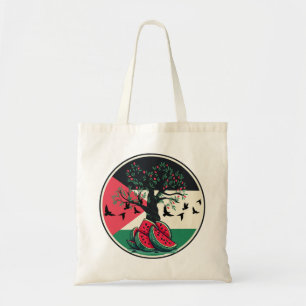 palestine culuture palestine watermelon olive tree tote bag