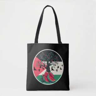 palestine culuture palestine watermelon olive tree tote bag