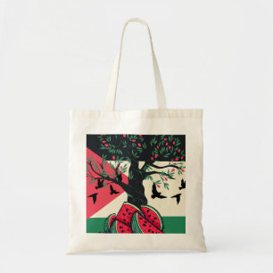 palestine culuture palestine watermelon olive tree tote bag