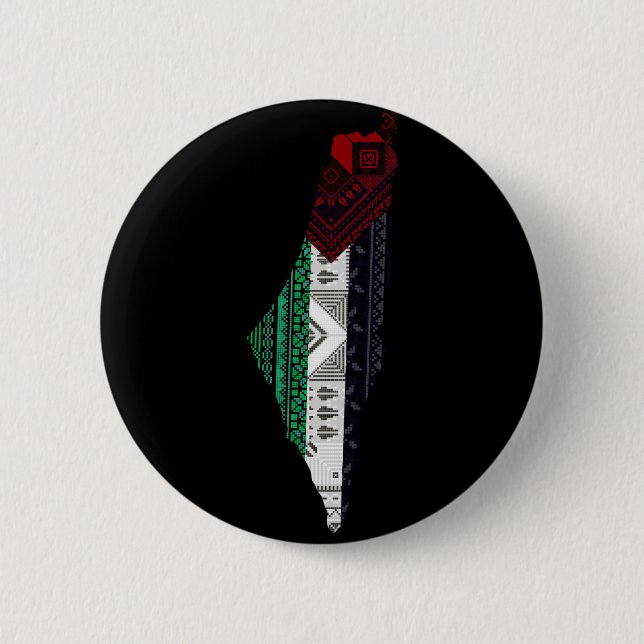 Palestine Embroidery tatreez Pattern flag map free 6 Cm Round Badge (Front)