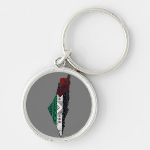 Palestine Embroidery tatreez Pattern flag map free Key Ring