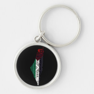 Palestine Embroidery tatreez Pattern flag map free Key Ring