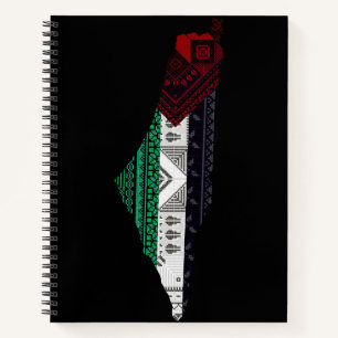 Palestine Embroidery tatreez Pattern flag map free Notebook