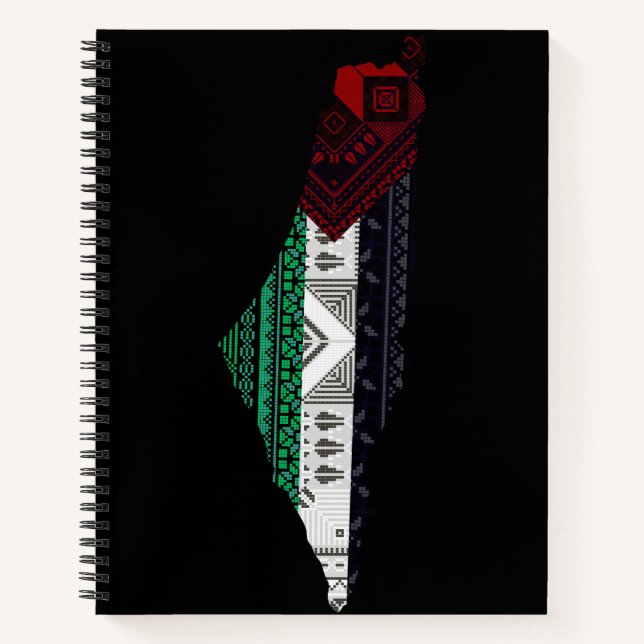 Palestine Embroidery tatreez Pattern flag map free Notebook (Front)