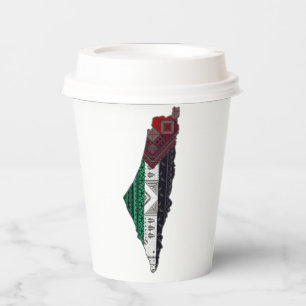 Palestine Embroidery tatreez Pattern flag map free Paper Cups