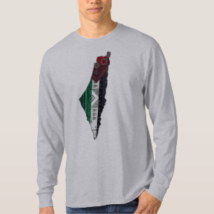 Palestine Embroidery tatreez Pattern flag map free T-Shirt
