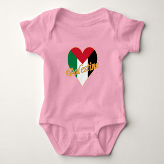 Palestine Flag فلسطين Arabic & English WordArt Baby Bodysuit