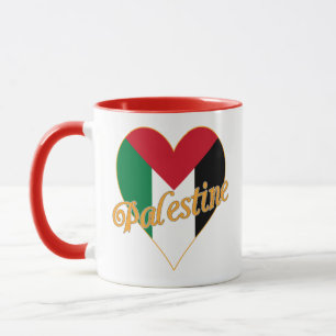 Palestine Flag فلسطين Arabic & English WordArt Mug