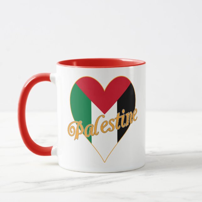 Palestine Flag فلسطين Arabic & English WordArt Mug (Left)