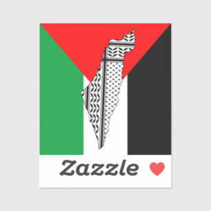 Palestine Flag and Map with Keffiyeg Pattern