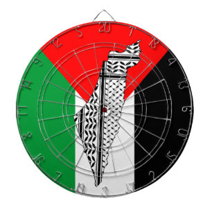  Palestine Flag and Map with Keffiyeg Pattern Dartboard