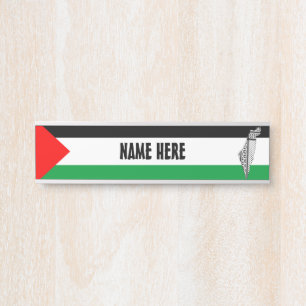 Palestine Flag and Map with Keffiyeg Pattern Door Sign