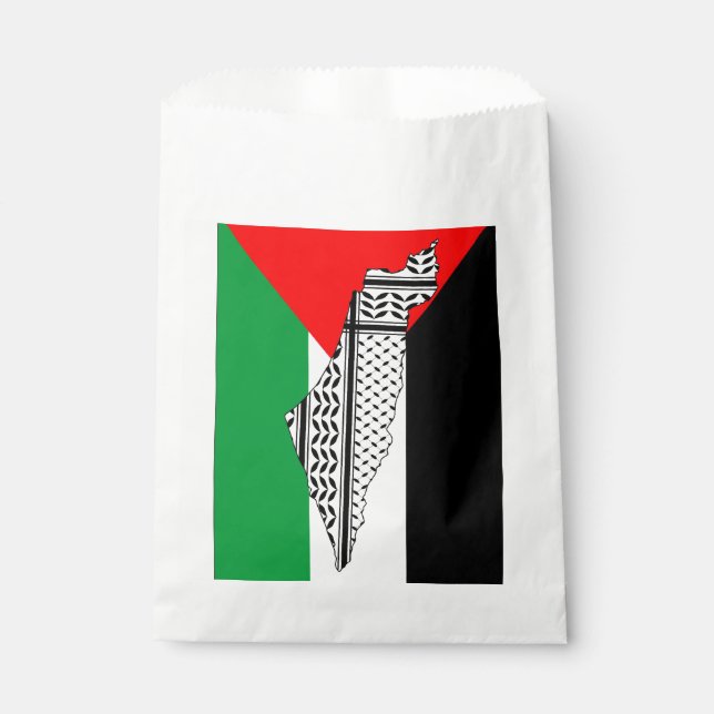 Palestine Flag and Map with Keffiyeg Pattern Favour Bags (Front)