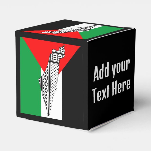 Palestine Flag and Map with Keffiyeg Pattern Favour Box (Back Side)