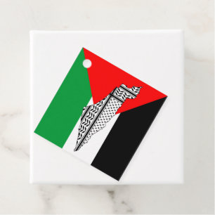 Palestine Flag and Map with Keffiyeg Pattern Favour Tags