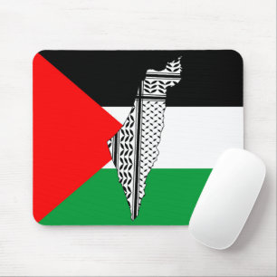 Palestine Flag and Map with Keffiyeg Pattern Mouse Mat