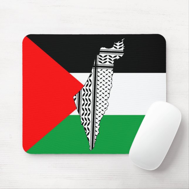  Palestine Flag and Map with Keffiyeg Pattern Mouse Mat (With Mouse)