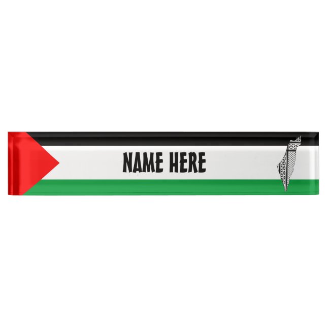 Palestine Flag and Map with Keffiyeg Pattern Nameplate (Front)