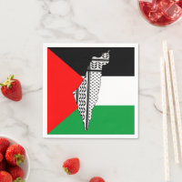 Palestine Flag and Map with Keffiyeg Pattern