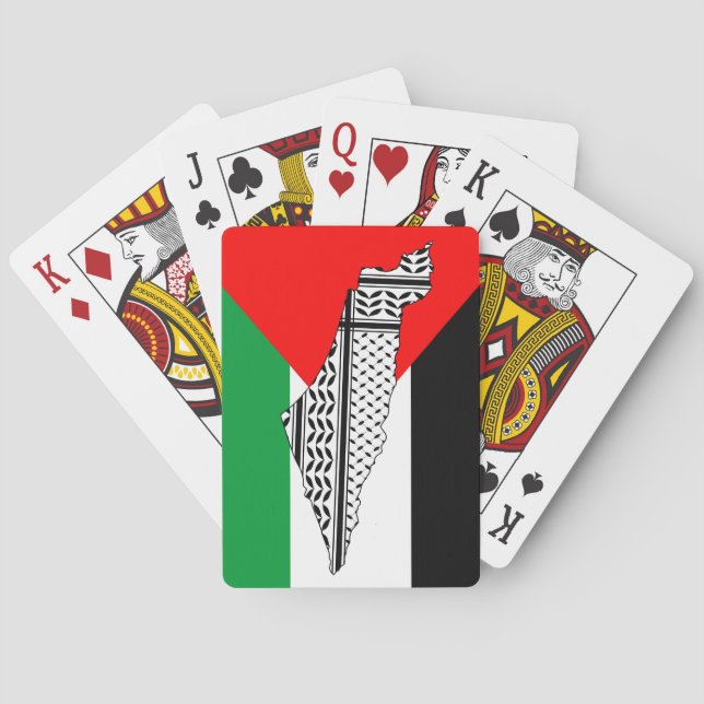  Palestine Flag and Map with Keffiyeg Pattern Playing Cards (Back)