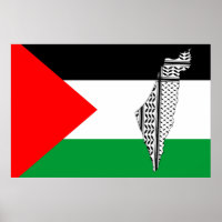 Palestine Flag and Map with Keffiyeg Pattern