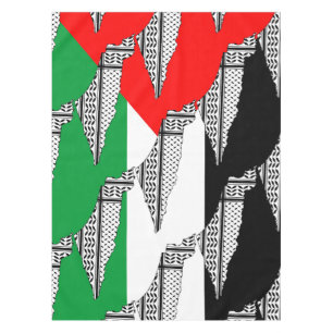 Palestine Flag and Map with Keffiyeg Pattern Tablecloth