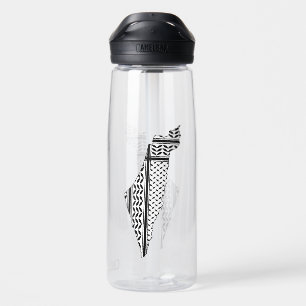 Palestine Flag and Map with Keffiyeg Pattern Water Bottle