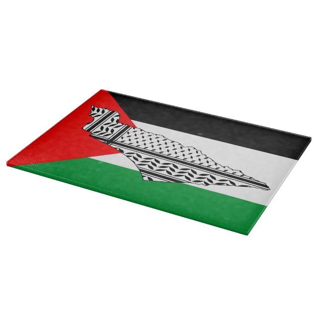 Palestine Flag and Map with Keffiyeh Pattern Cutting Board (Corner)