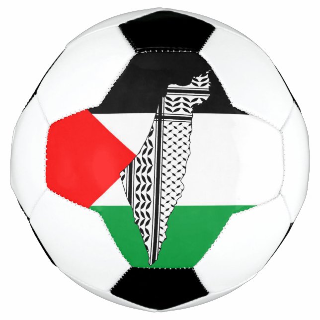 Palestine Flag and Map with Keffiyeh Pattern Football (Front)