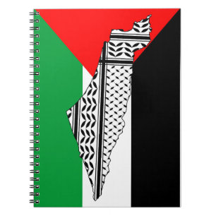 Palestine Flag and Map with Keffiyeh Pattern Notebook