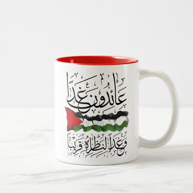 Palestine Flag Arabic Calligraphy Two-Tone Coffee Mug (Right)