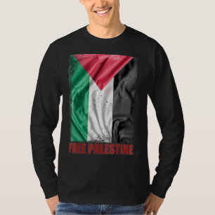 Palestine Flag Arabic Palestinian Distressed Free T-Shirt