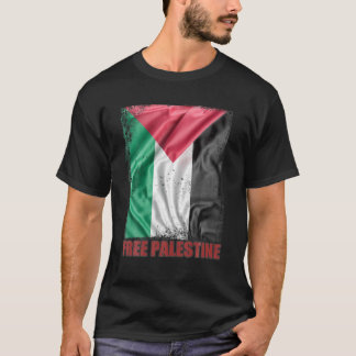 Palestine Flag Arabic Palestinian Distressed Free T-Shirt