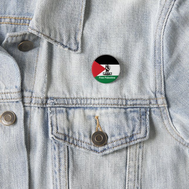  Palestine flag Arabic text 3 Cm Round Badge (In Situ)