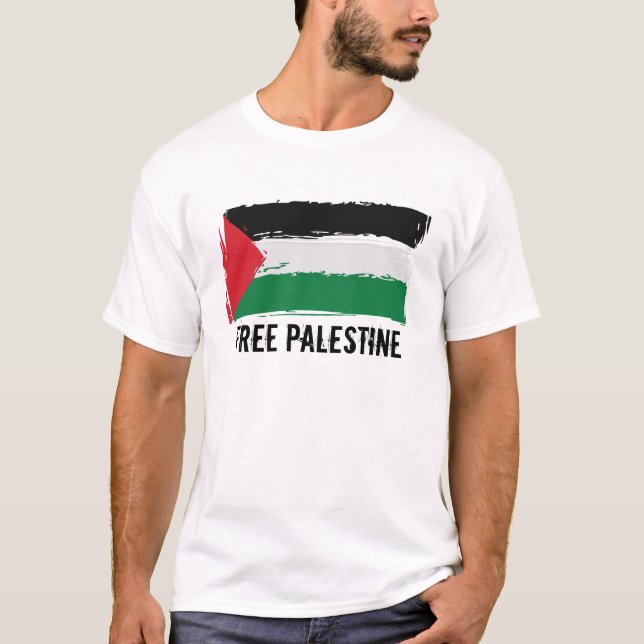 Palestine Flag Brush Art - Free Palestine T-Shirt (Front)