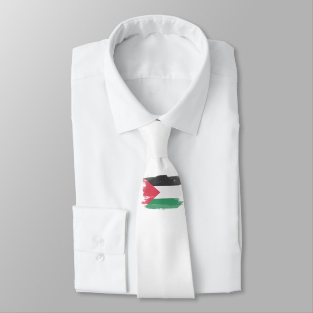 Palestine flag brush stroke, national flag tie (Tied)