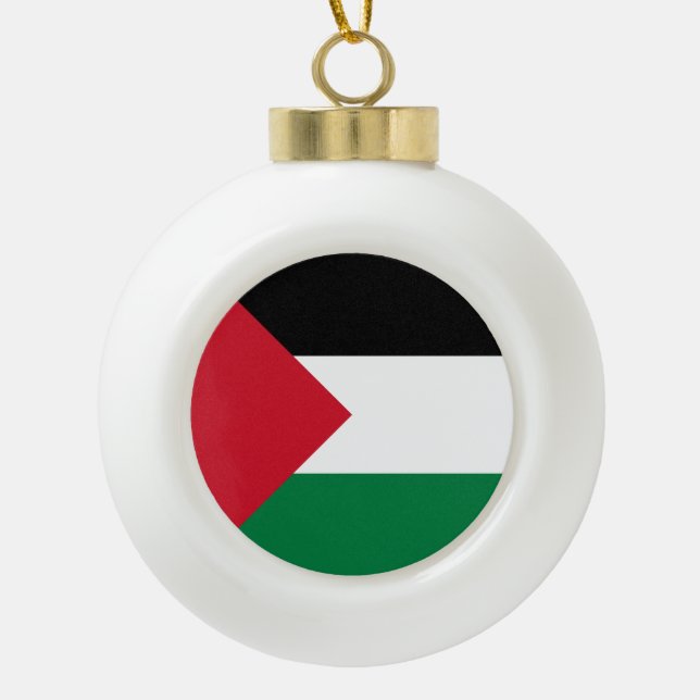 Palestine Flag Ceramic Ball Christmas Ornament (Front)