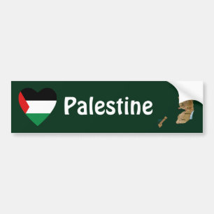 Palestine Flag Heart + Map Bumper Sticker
