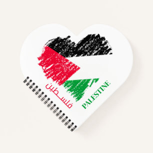 Palestine flag heart Palestinian Customised  Notebook
