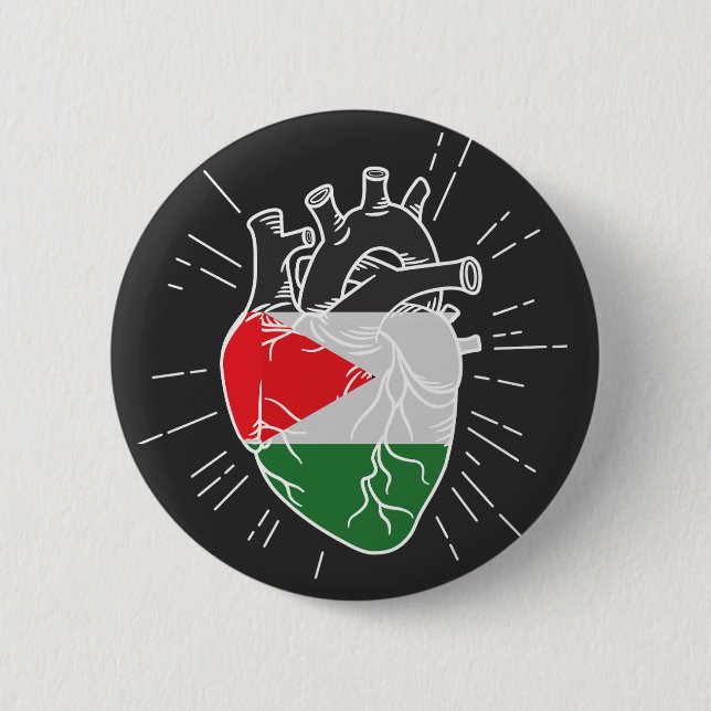 Palestine Flag Human Heart 6 Cm Round Badge (Front)