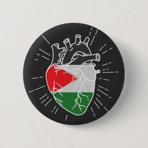 Palestine Flag Human Heart 6 Cm Round Badge
