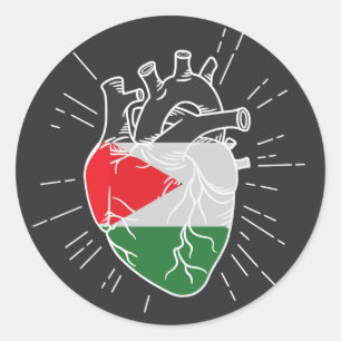 Palestine Flag Human Heart Classic Round Sticker