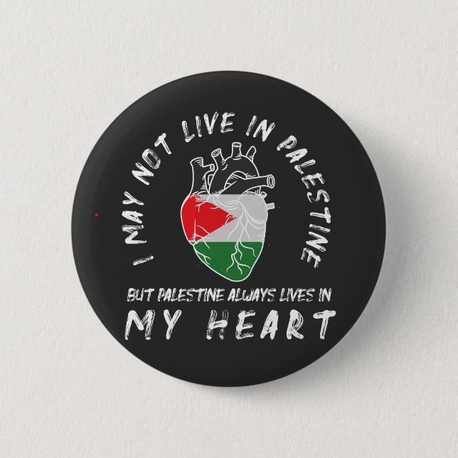 Palestine Flag Human Heart T-Shirt 6 Cm Round Badge (Front)