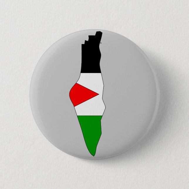 Palestine flag map 6 cm round badge (Front)