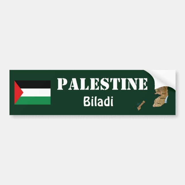 Palestine Flag + Map Bumper Sticker (Front)