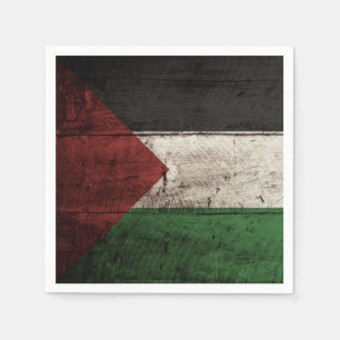 Palestine Flag on Old Wood Grain Napkin