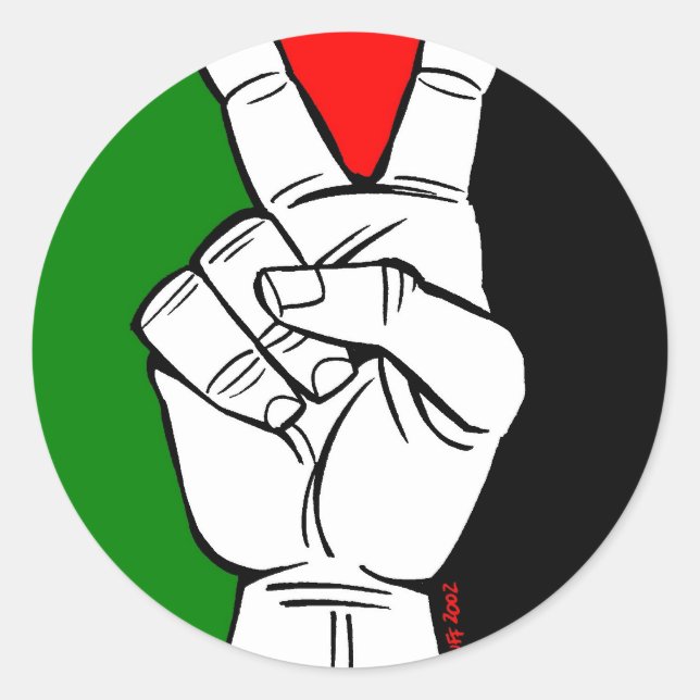 PALESTINE FLAG PEACE SIGN CLASSIC ROUND STICKER (Front)
