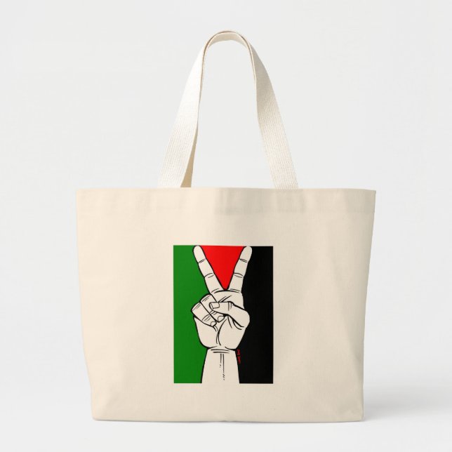 PALESTINE FLAG PEACE SIGN LARGE TOTE BAG (Front)