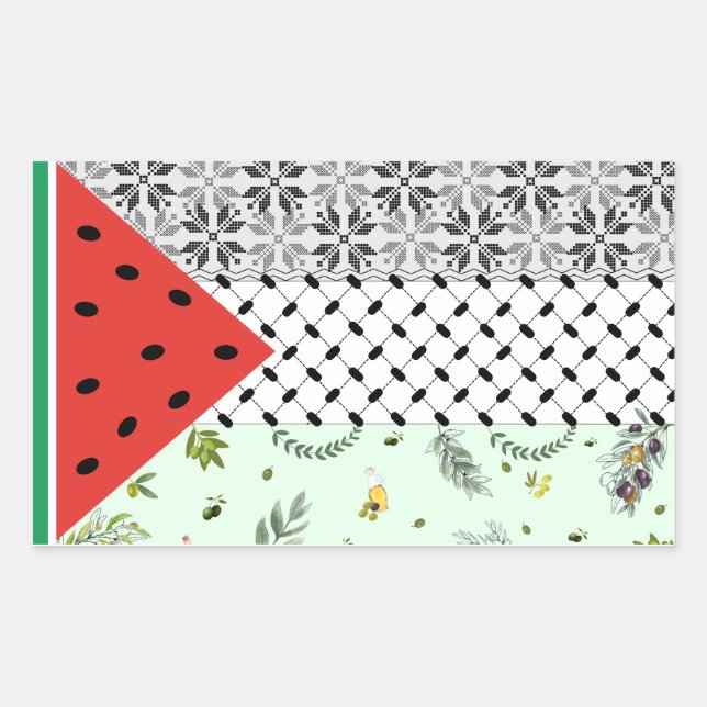 Palestine Flag Rectangular Sticker (Front)