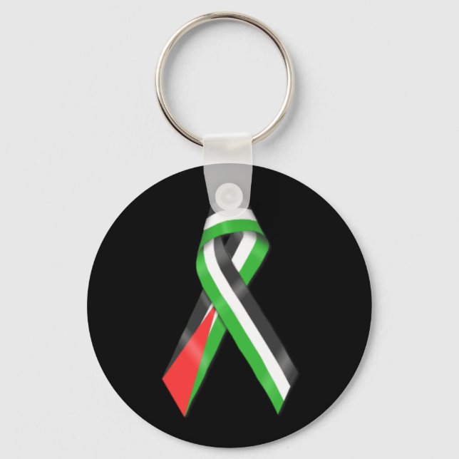 Palestine flag ribbon Keyring (Front)